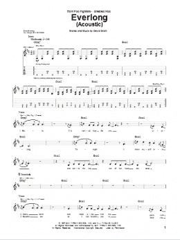 page one of Everlong (Guitar Tab)