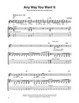 page one of Any Way You Want It (Guitar Tab)