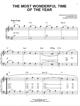 page one of The Most Wonderful Time Of The Year (arr. Phillip Keveren) (Easy Piano)