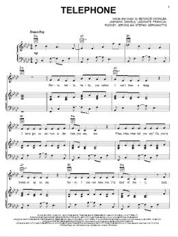 page one of Telephone (Piano, Vocal & Guitar Chords (Right-Hand Melody))
