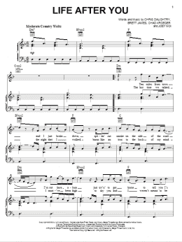 page one of Life After You (Piano, Vocal & Guitar Chords (Right-Hand Melody))