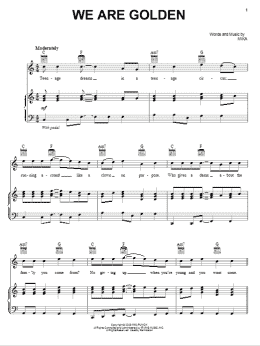 page one of We Are Golden (Piano, Vocal & Guitar Chords (Right-Hand Melody))
