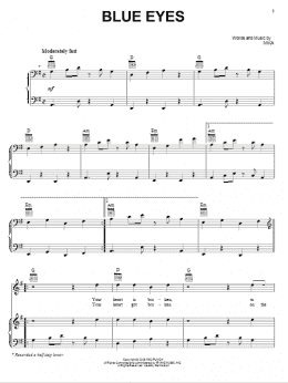 page one of Blue Eyes (Piano, Vocal & Guitar Chords (Right-Hand Melody))