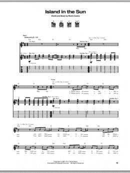 page one of Island In The Sun (Guitar Tab)