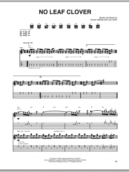 page one of No Leaf Clover (Guitar Tab)