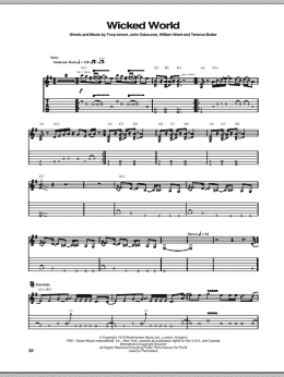 page one of Wicked World (Guitar Tab)
