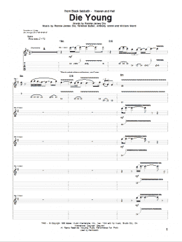 page one of Die Young (Guitar Tab)