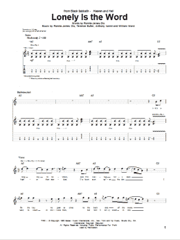 page one of Lonely Is The Word (Guitar Tab)