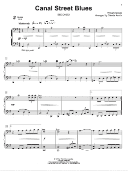 page one of Canal Street Blues (Piano Duet)