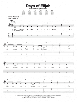 page one of Days Of Elijah (Easy Guitar Tab)