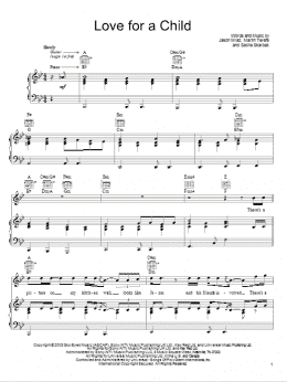 page one of Love For A Child (Piano, Vocal & Guitar Chords (Right-Hand Melody))
