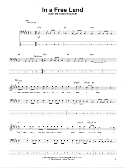 page one of In A Free Land (Bass Guitar Tab)