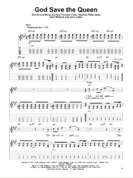 page one of God Save The Queen (Guitar Tab (Single Guitar))