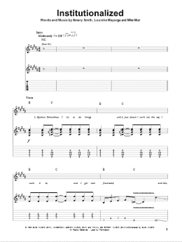 page one of Institutionalized (Guitar Tab (Single Guitar))