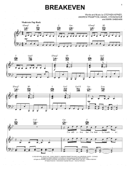 page one of Breakeven (Piano, Vocal & Guitar Chords (Right-Hand Melody))
