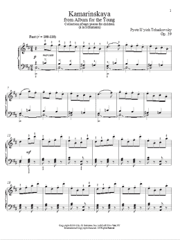 page one of Kamarinskaya (Piano Solo)