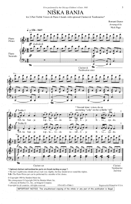 page one of Niska Banja (2-Part Choir)
