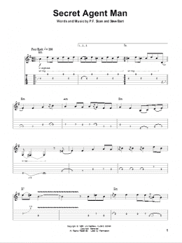 page one of Secret Agent Man (Guitar Tab (Single Guitar))