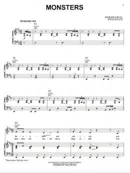 page one of Monsters (Piano, Vocal & Guitar Chords (Right-Hand Melody))