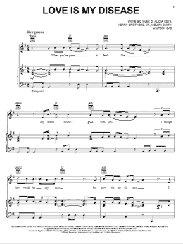 page one of Love Is My Disease (Piano, Vocal & Guitar Chords (Right-Hand Melody))