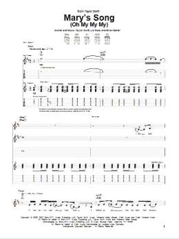 page one of Mary's Song (Oh My My My) (Guitar Tab)