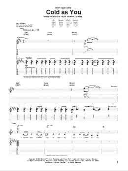 page one of Cold As You (Guitar Tab)