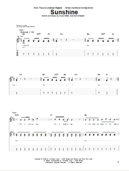 page one of Sunshine (Guitar Tab)