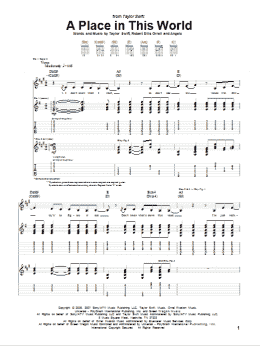 page one of A Place In This World (Guitar Tab)