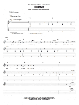 page one of Hunter (Guitar Tab)