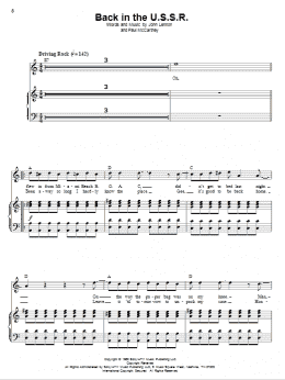 page one of Back In The U.S.S.R. (Piano & Vocal)