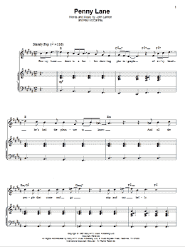 page one of Penny Lane (Piano & Vocal)