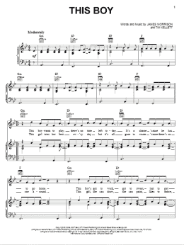 page one of This Boy (Piano, Vocal & Guitar Chords (Right-Hand Melody))