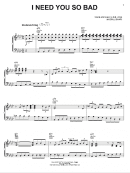 page one of I Need You So Bad (Piano, Vocal & Guitar Chords (Right-Hand Melody))