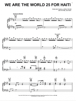 page one of We Are The World 25 For Haiti (Piano, Vocal & Guitar Chords (Right-Hand Melody))