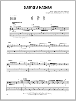 page one of Diary Of A Madman (Guitar Tab)