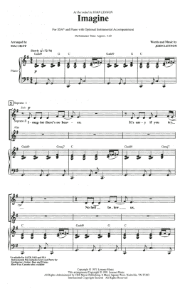 page one of Imagine (arr. Mac Huff) (SSA Choir)