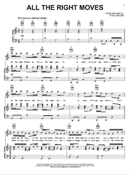 page one of All The Right Moves (Piano, Vocal & Guitar Chords (Right-Hand Melody))
