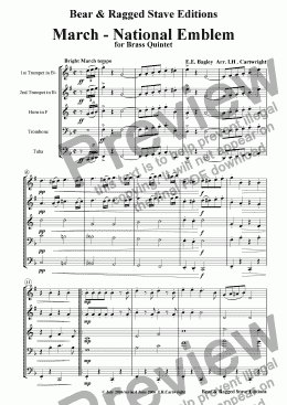 page one of March - National Emblem for Brass Quintet