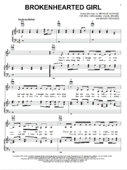 page one of Broken-Hearted Girl (Piano, Vocal & Guitar Chords (Right-Hand Melody))