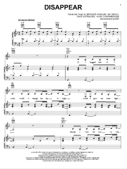 page one of Disappear (Piano, Vocal & Guitar Chords (Right-Hand Melody))