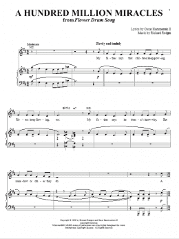 page one of A Hundred Million Miracles (Piano & Vocal)