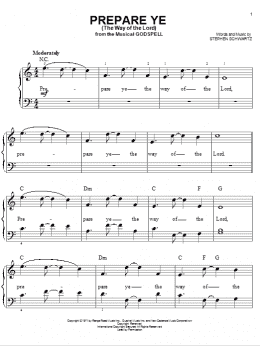 page one of Prepare Ye (The Way Of The Lord) (Easy Piano)