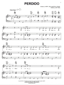 page one of Perdido (Piano, Vocal & Guitar Chords (Right-Hand Melody))