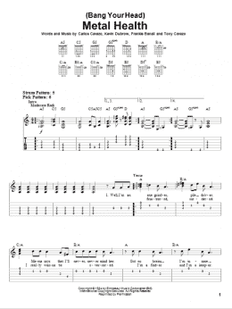 page one of (Bang Your Head) Metal Health (Easy Guitar Tab)