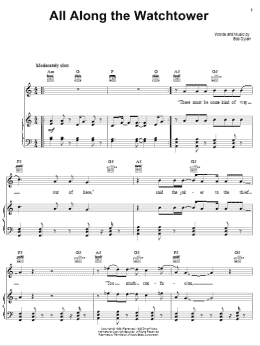 page one of All Along The Watchtower (Piano, Vocal & Guitar Chords (Right-Hand Melody))