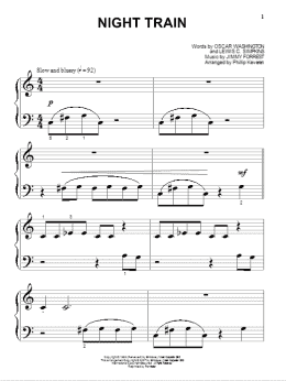 page one of Night Train (arr. Phillip Keveren) (Beginning Piano Solo)
