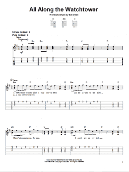 page one of All Along The Watchtower (Easy Guitar Tab)
