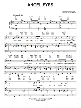 page one of Angel Eyes (Piano, Vocal & Guitar Chords (Right-Hand Melody))