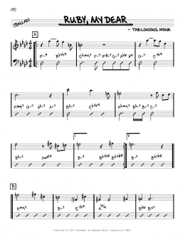 page one of Ruby, My Dear (Real Book – Melody & Chords – C Instruments)