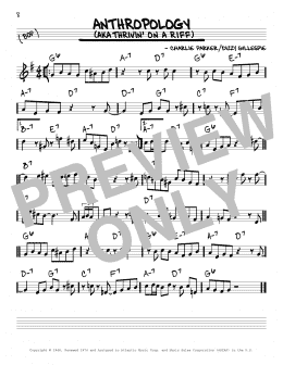 page one of Anthropology (Real Book – Melody & Chords – Eb Instruments)